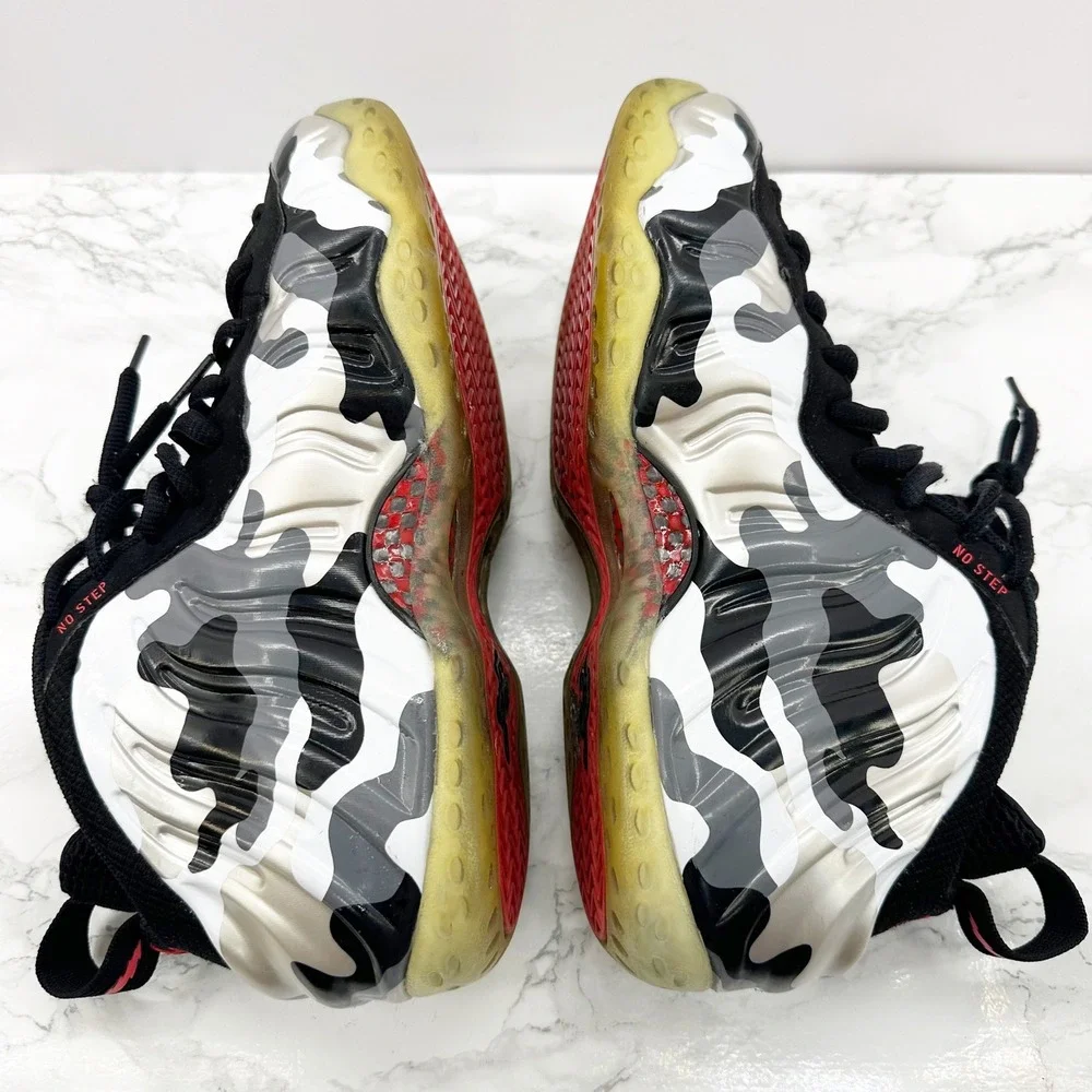 Nike Air‎ Foamposite One PRM Mens 7.5 White Camo Good Fighter Jet 575420-001